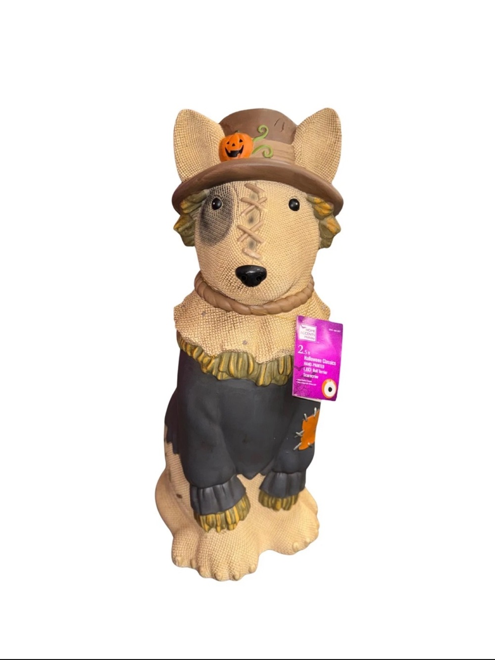 2026 Home Depot Accents 2.5 Ft Scarecrow Bullterrier Halloween Dog Blow Mold LED